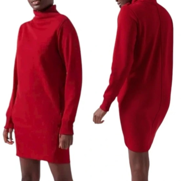 NWT Athleta Cozy Karma Asym Tunic Sweatshirt Dress size S Small Tall Red - Picture 1 of 15